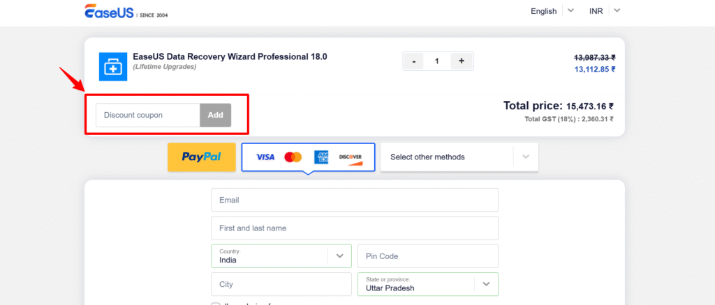 Apply the EaseUS Coupon Code