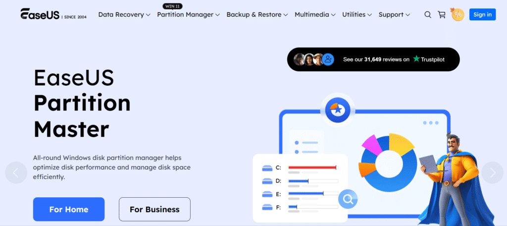 EaseUS home page