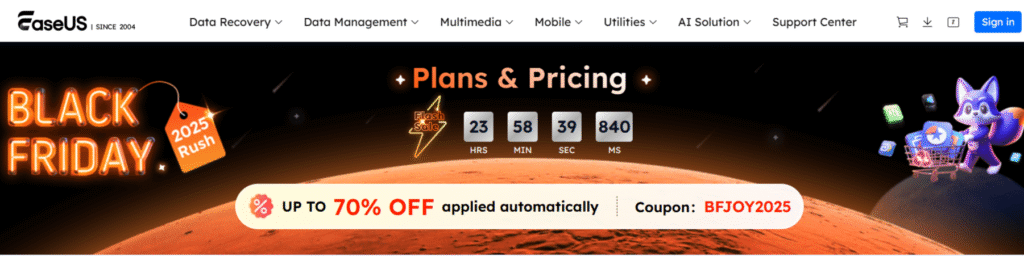 EaseUS Black Friday Offer page