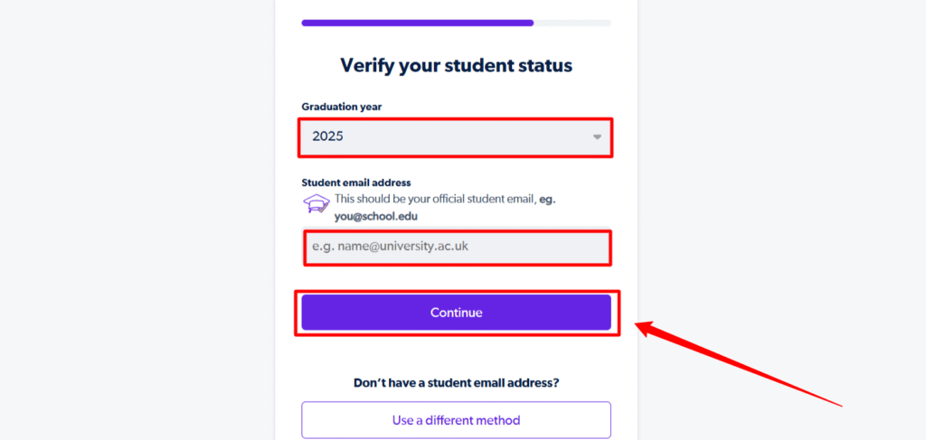 Verify your Student Status