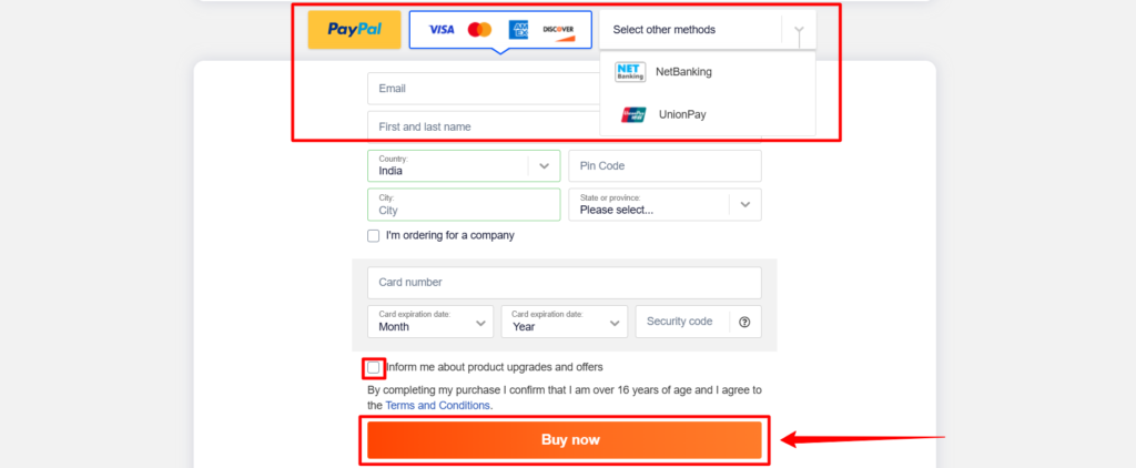 Select a payment option